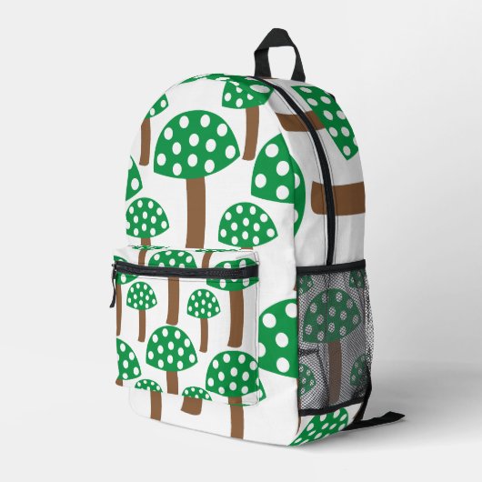 Groene Paddenstoelen Bedrukte Rugzak (Achterkant Hoek Rechts)