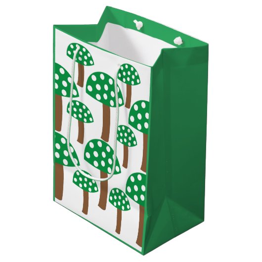 Groene paddenstoelen medium cadeauzakje (Voorkant Gekanteld)