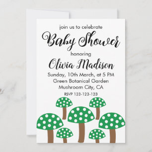 Groene Paddenstoelen Meisje Baby shower Kaart