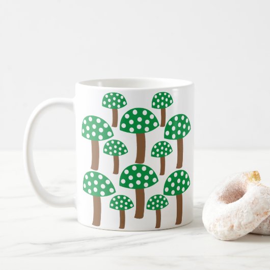 Groene paddenstoelen Patroon Koffiemok (Met donut)