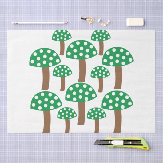 Groene paddenstoelen tissuepapier (Craft)