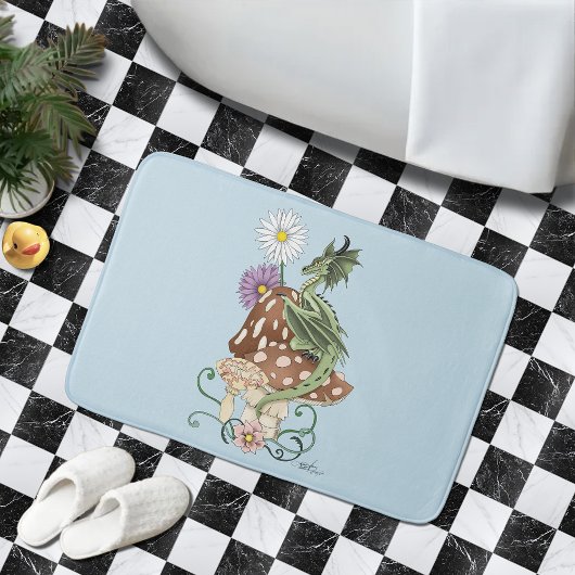 Groene Paddestoel Dragon Fantasy Bloemen Badmat