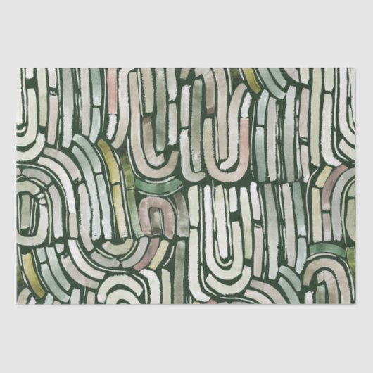 Groene paden voor abstracte waterverf Verpakkingsp Tissuepapier (Voorkant)