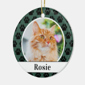 Groene pagina Afdrukken Afdrukken Aangepaste katte Keramisch Ornament (Links)