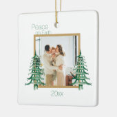 Groene Pagoda Kerstbomen 2Foto Vrede op Aarde Keramisch Ornament (Links)