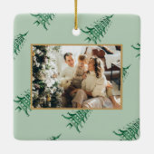 Groene Pagoda Kerstbomen 2Foto Vrede op Aarde Keramisch Ornament (Achterkant)