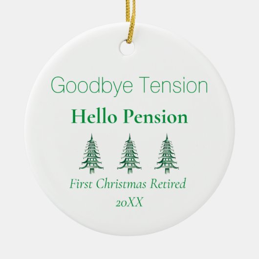 Groene Pagoda Kerstbomen Pensioen 1-Foto Keramisch Ornament (Voorkant)