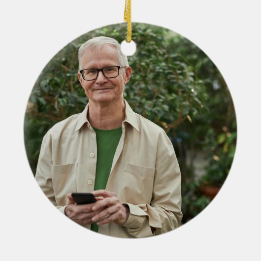 Groene Pagoda Kerstbomen Pensioen 1-Foto Keramisch Ornament (Achterkant)