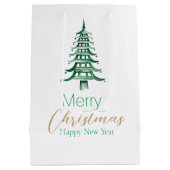 Groene Pagoda Kerstboom Gift Bag Medium Cadeauzakje (Achterkant)