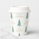 Groene Pagoda Kerstboom Patroon Papieren Bekers (Achterkant)