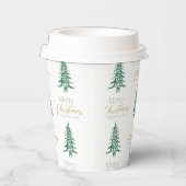 Groene Pagoda Kerstboom Patroon Papieren Bekers (Rechts)