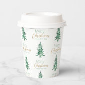 Groene Pagoda Kerstboom Patroon Papieren Bekers (Voorkant)