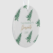 Groene Pagode Kerstboom "Eerste Kerstdag als" Ornament (voorkant)
