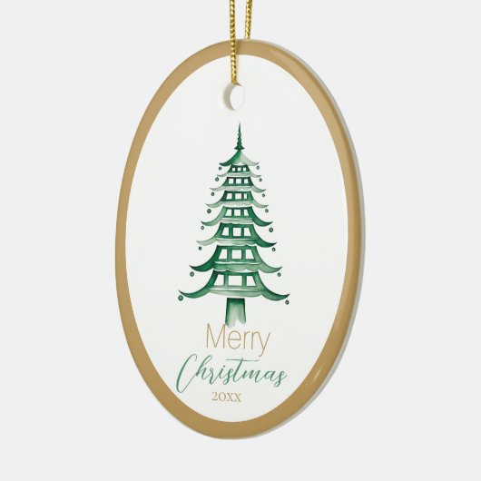 Groene Pagode Kerstboom Ornament (Links)
