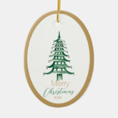 Groene Pagode Kerstboom Ornament (Voorkant)