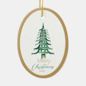 Groene Pagode Kerstboom Ornament (Achterkant)