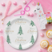 Groene Pagode Kerstboom Patroon Papier Bord (Feest)