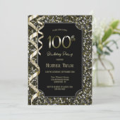 Groene pailletten 100e verjaardagsfeestje kaart (Staand voorkant)