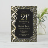 Groene pailletten 21e verjaardagsfeestje kaart (Staand voorkant)