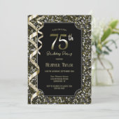 Groene pailletten 75e verjaardagsfeestje kaart (Staand voorkant)