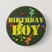 Groene Paintball Party Birthday Boy Ronde Button 7,6 Cm (Voorkant)