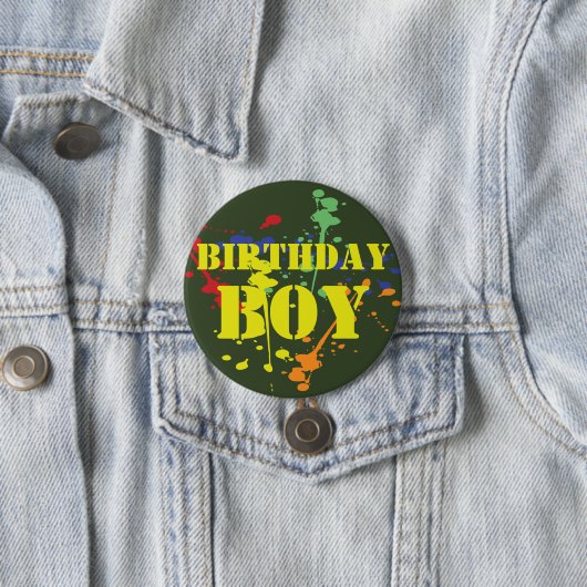 Groene Paintball Party Birthday Boy Ronde Button 7,6 Cm (In situ)