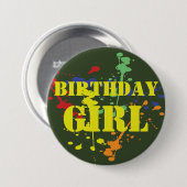 Groene Paintball Party Birthday Girl Ronde Button 7,6 Cm (Voorkant /achterkant)