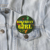 Groene Paintball Party Birthday Girl Ronde Button 7,6 Cm (In situ)