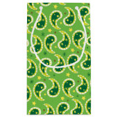 Groene paislepratzakken met kerstcadeaus klein cadeauzakje (Achterkant)