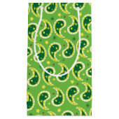 Groene paislepratzakken met kerstcadeaus klein cadeauzakje (Voorkant)