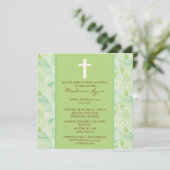 Groene PAISLEY Baby Girl Baptisme Kaart (Staand voorkant)