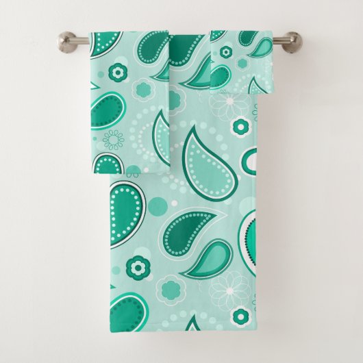 Groene Paisley badhanddoek set Bad Handdoek (Insitu)