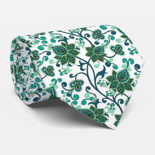 Groene Paisley Flowers Stropdas