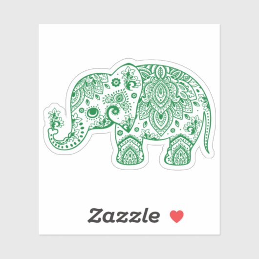 Groene paisley olifant sticker (Vel)