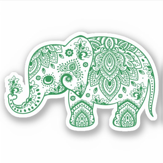 Groene  paisley olifant sticker (Voorkant)