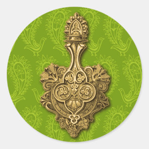 Groene Paisley Peacocks Sticker / Envelope Seal