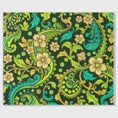 Groene paisleyprint cadeaupapier (Vlak)