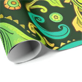 Groene paisleyprint cadeaupapier (Rol Hoek)