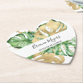 Groene palm bladeren goud tropisch kartonnen onderzetters (Gekanteld)