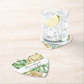 Groene palm bladeren goud tropisch kartonnen onderzetters (Insitu)