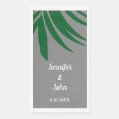 Groene Palm Bladeren Grijs Tropisch Strand Wedding Servet (Voorkant)