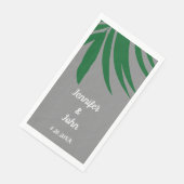 Groene Palm Bladeren Grijs Tropisch Strand Wedding Servet (Hoek)