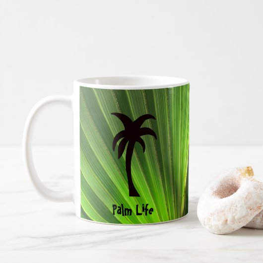 Groene Palm Frond met Palm Tree Koffiemok (Met donut)