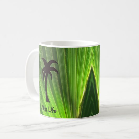 Groene Palm Frond met Palm Tree Koffiemok (Voorkant links)