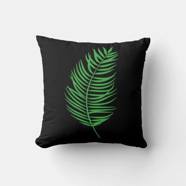 Groene Palm Frond Silhouet Kussen (Voorkant)