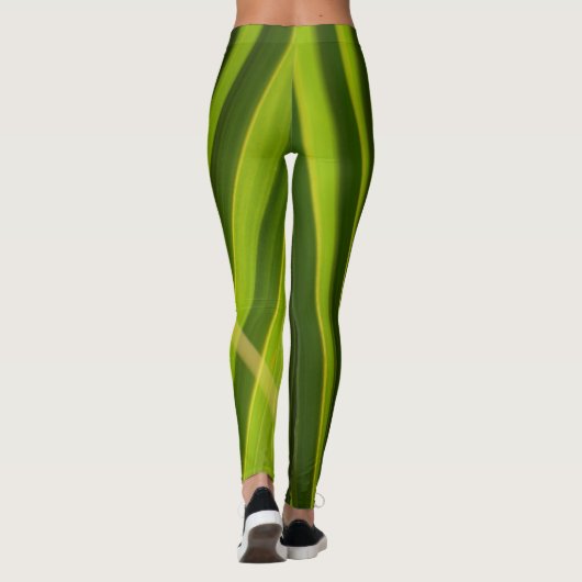 Groene Palm Fronds Natuurlijke Tropische Abstract Leggings (Achterkant)