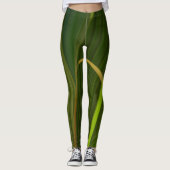 Groene Palm Fronds Natuurlijke Tropische Abstract Leggings (Voorkant)