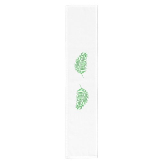 Groene Palm Fronds Silhouetten Wit Korte Tafelloper (Voorkant)