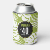 Groene palm laat fantastisch om veertig blikjeskoeler (Blikje Achterkant)