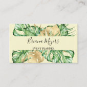 Groene palm laat goud tropisch geel visitekaartje (Voorkant)